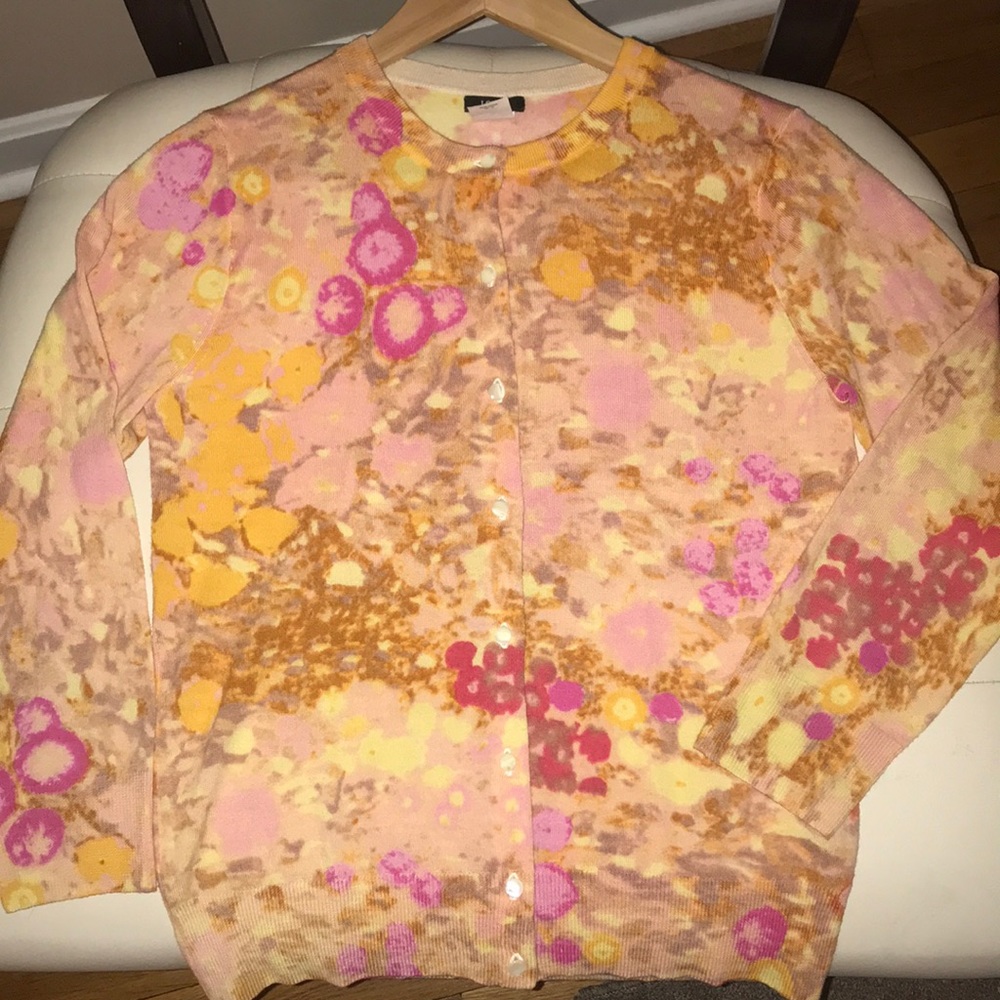 J. Crew merino wool floral pattern cardigan